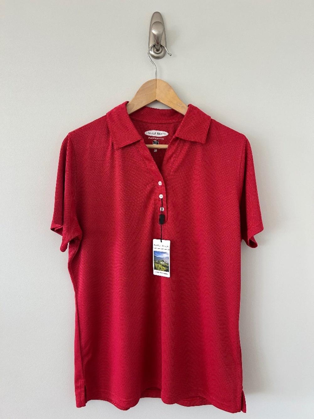 NWT Pebble Beach Women's Premier Performance Golf Polo in Red Sz XL